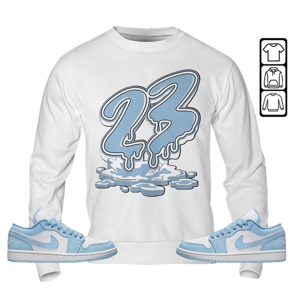 23 Drip Sneaker Shirt Match 1 Low Gets Icy, Jordan 1 Low Ice Blue MKO T-Shirt 23 Drip Sneaker Shirt Match 1 Low Gets Icy, Jordan 1 Low Ice Blue MKO T-Shirt