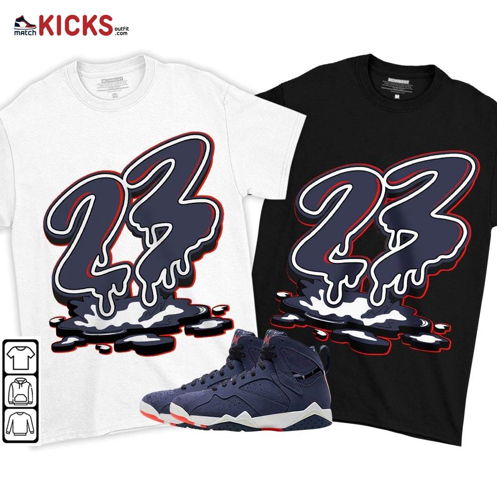 23 Drip Sneaker Shirt Match 7 Neutral Indigo, Jordan 7 Quai 54 MKO T-Shirt