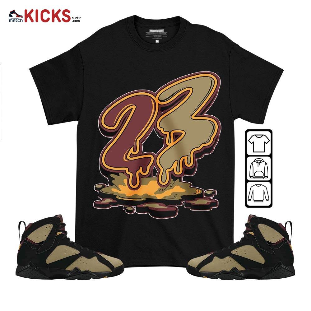23 Drip Sneaker Shirt Match Black Cherrywood 7s, Jordan 7 Black Olive MKO T-Shirt