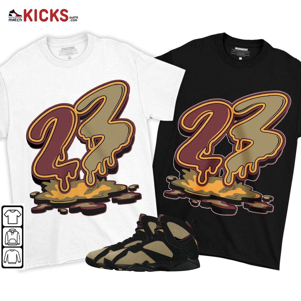 23 Drip Sneaker Shirt Match Black Cherrywood 7s, Jordan 7 Black Olive MKO T-Shirt 23 Drip Sneaker Shirt Match Black Cherrywood 7s, Jordan 7 Black Olive MKO T-Shirt