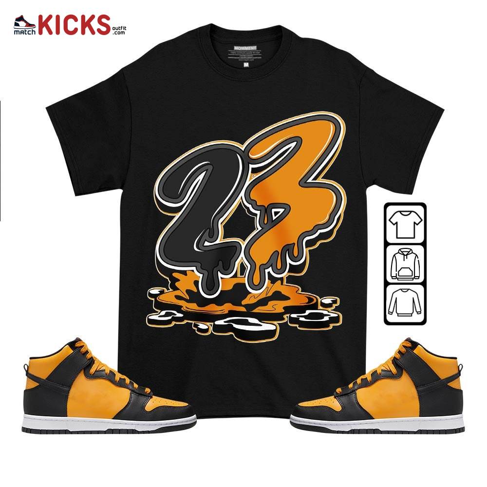 23 Drip Sneaker Shirt Match Dunk Reverse Goldenrod, Dunk High Bruce Lee MKO T-Shirt