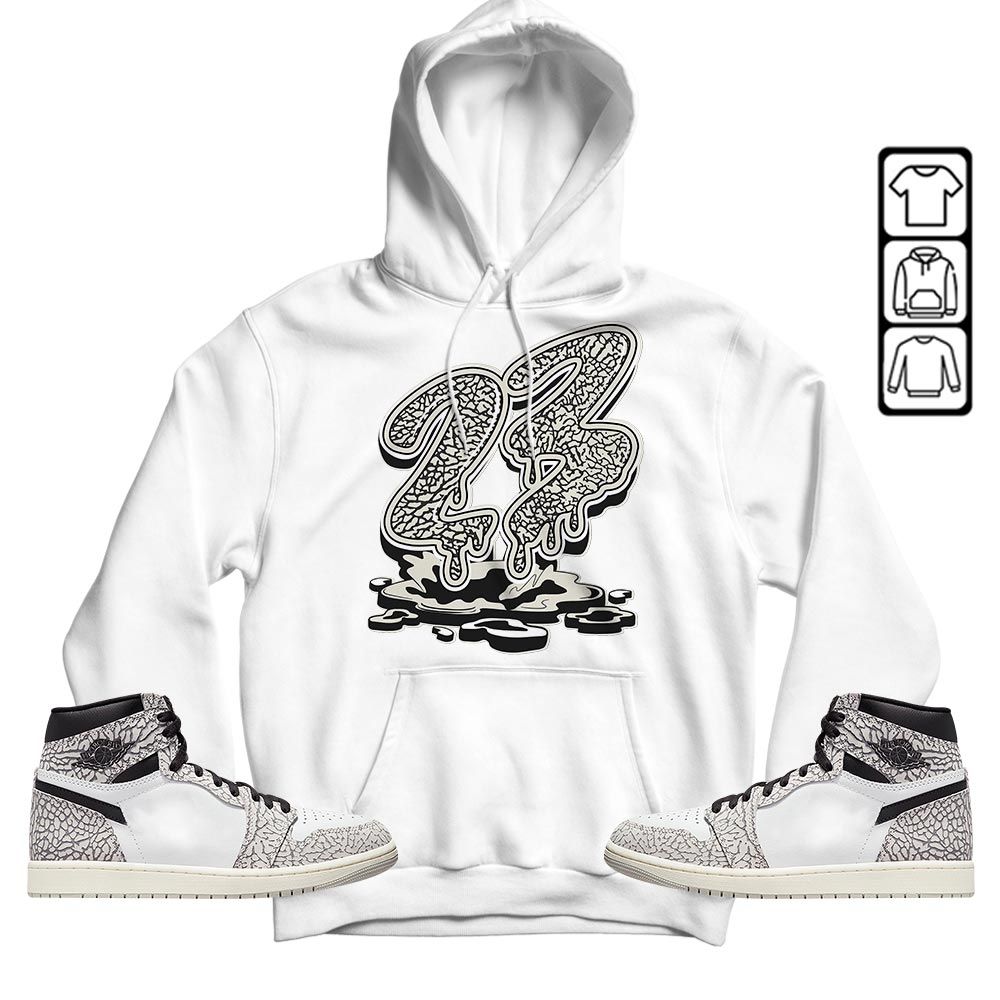 23 Drip Sneaker Shirt Match OG Elephant 1s, Jordan 1 White Cement MKO T-Shirt