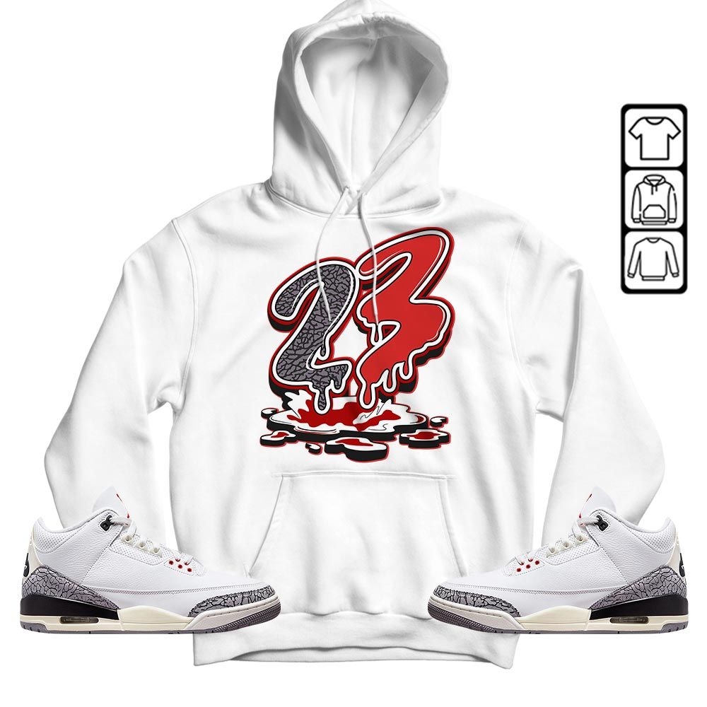23 Drip Sneaker Shirt Match White Cement 3s, Jordan Retro 3 White Cement MKO T-Shirt