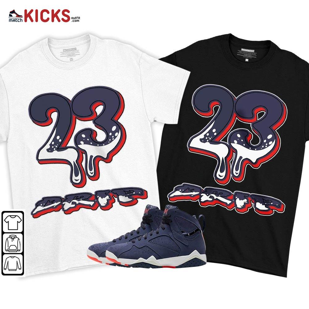 23 Dripping Sneaker Shirt Match 7 Neutral Indigo, Jordan 7 Quai 54 MKO T-Shirt