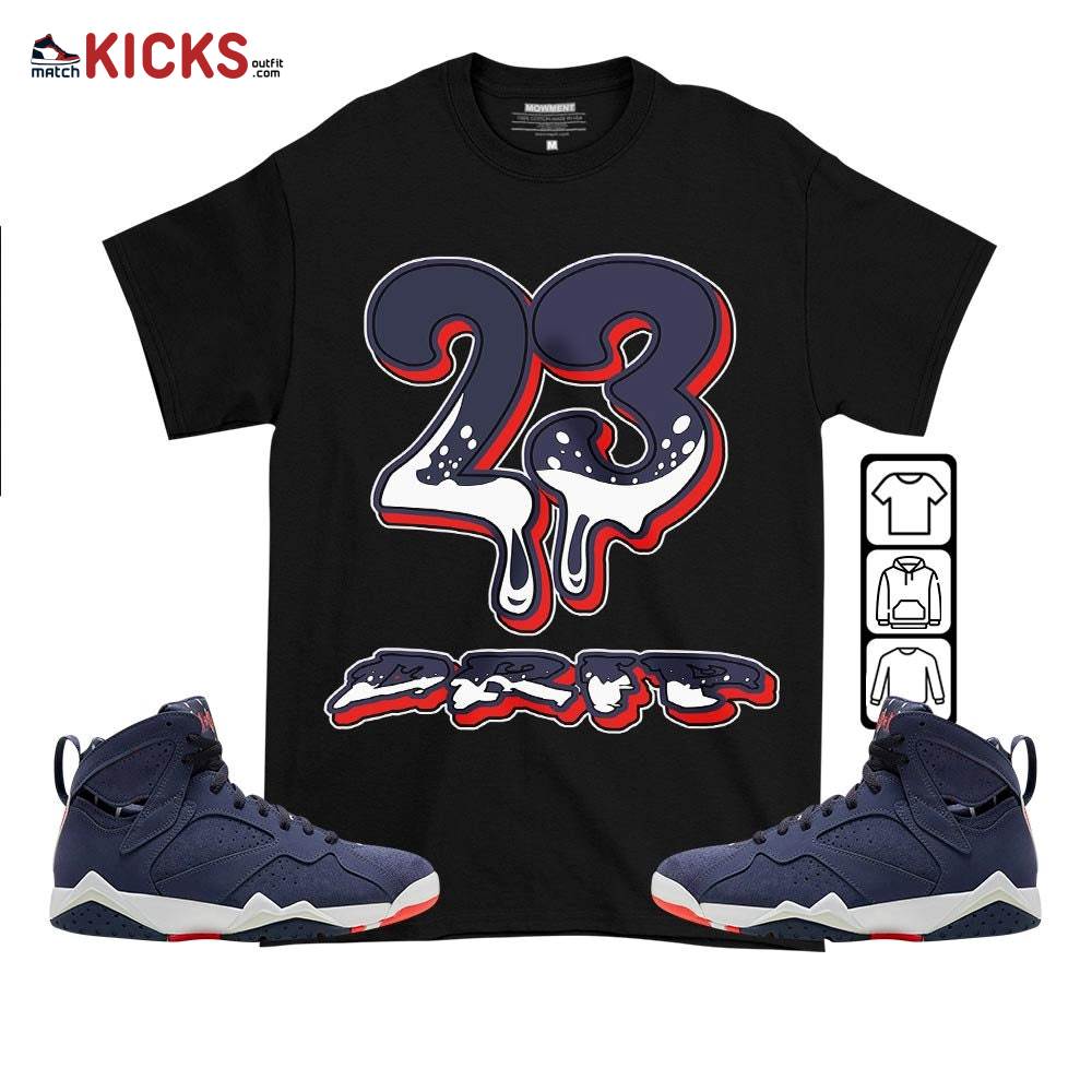 23 Dripping Sneaker Shirt Match 7 Neutral Indigo, Jordan 7 Quai 54 MKO T-Shirt