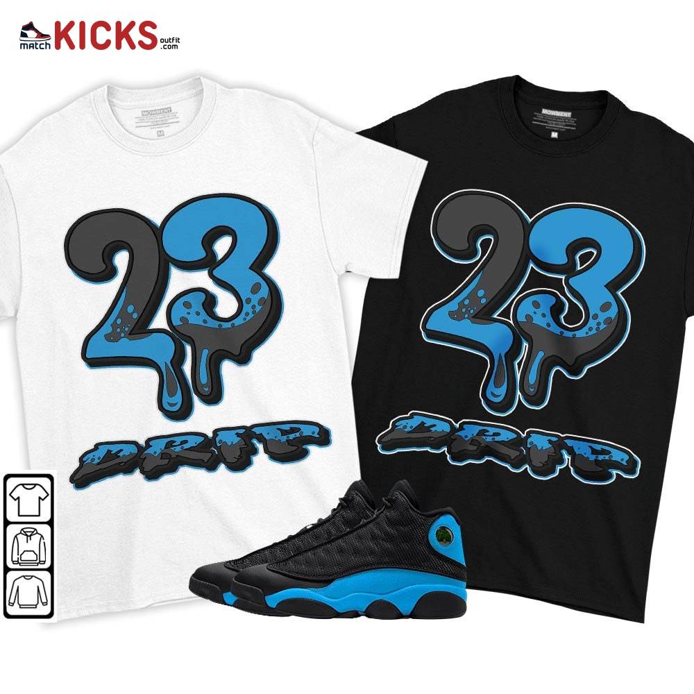 23 Dripping Sneaker Shirt Match Black University Blue 13s, Jordan 13 Black University Blue 2022 MKO T-Shirt 23 Dripping Sneaker Shirt Match Black University Blue 13s, Jordan 13 Black University Blue 2022 MKO T-Shirt