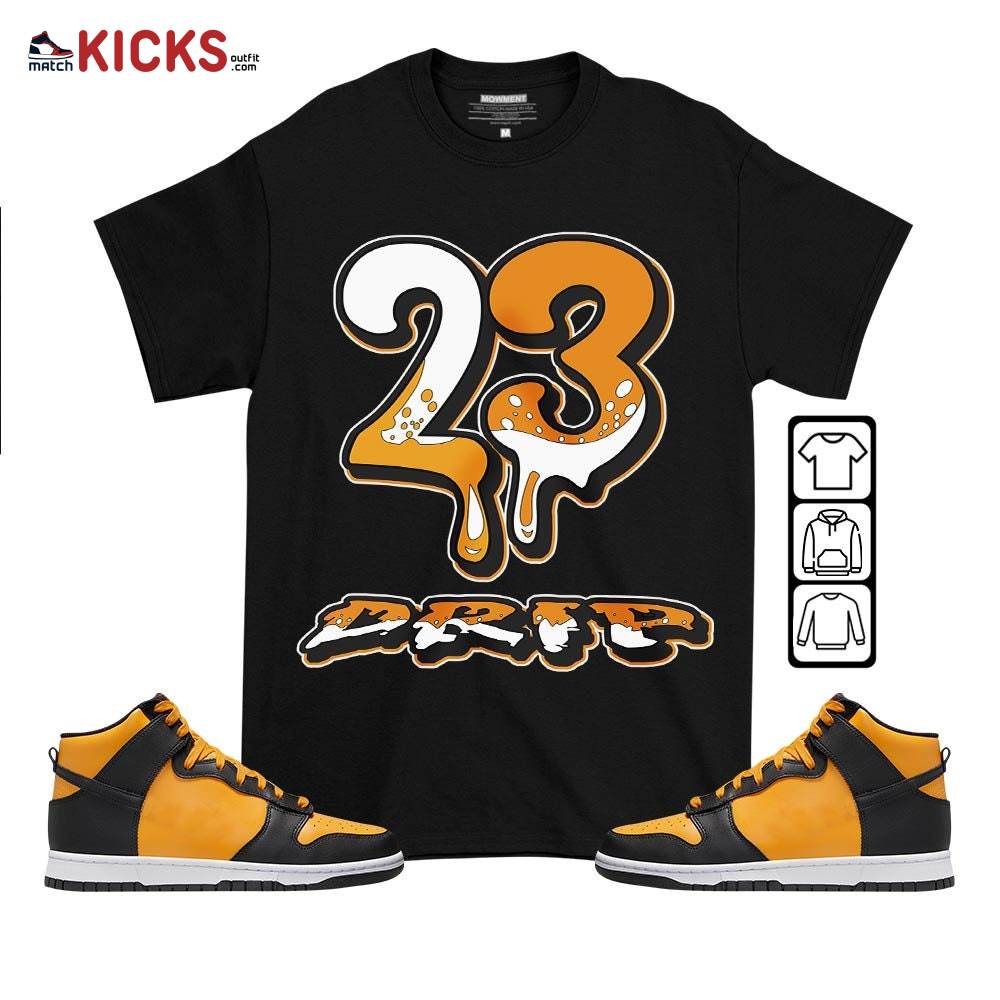 23 Dripping Sneaker Shirt Match Dunk Reverse Goldenrod, Dunk High Bruce Lee MKO T-Shirt