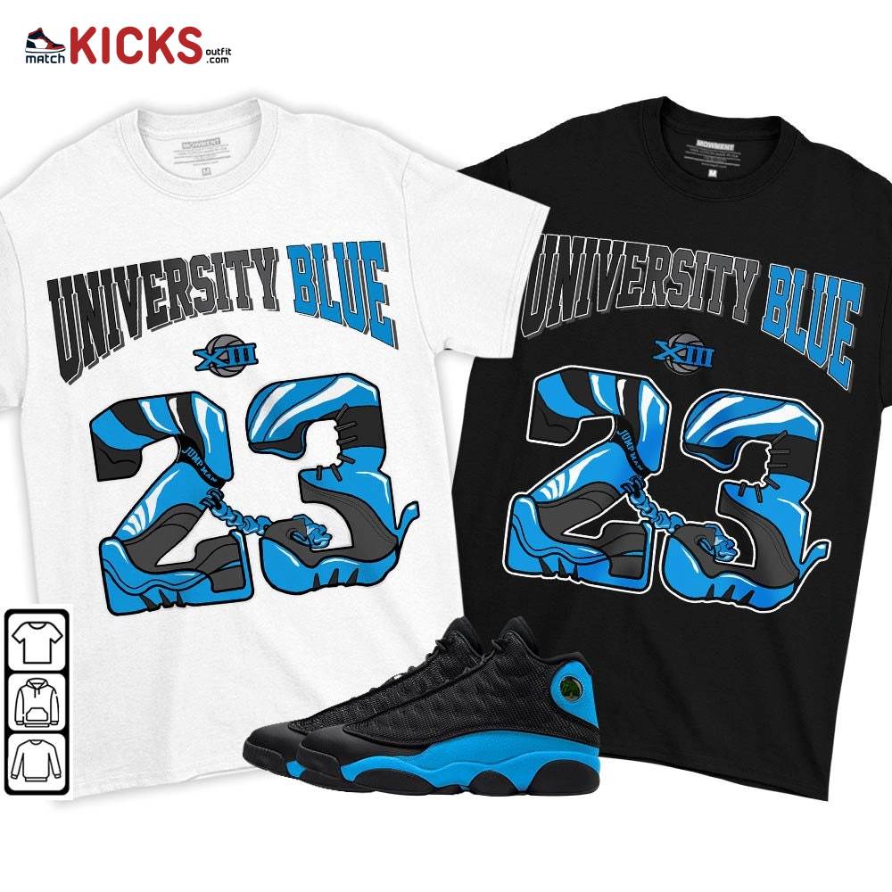 23 JumpMan Sneaker Shirt Match Black University Blue 13s, Jordan 13 Black University Blue 2022 MKO T-Shirt 23 JumpMan Sneaker Shirt Match Black University Blue 13s, Jordan 13 Black University Blue 2022 MKO T-Shirt