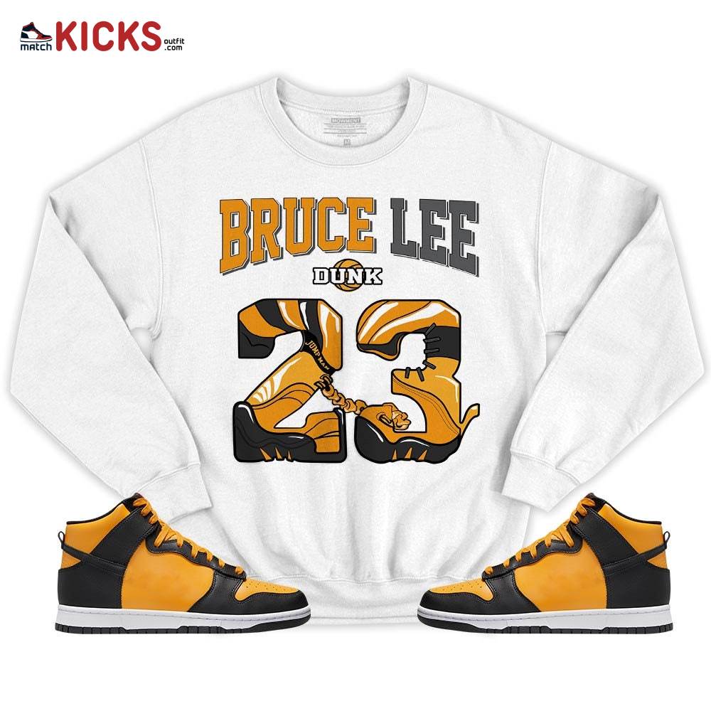 23 JumpMan Sneaker Shirt Match Dunk Reverse Goldenrod, Dunk High Bruce Lee MKO T-Shirt 23 JumpMan Sneaker Shirt Match Dunk Reverse Goldenrod, Dunk High Bruce Lee MKO T-Shirt