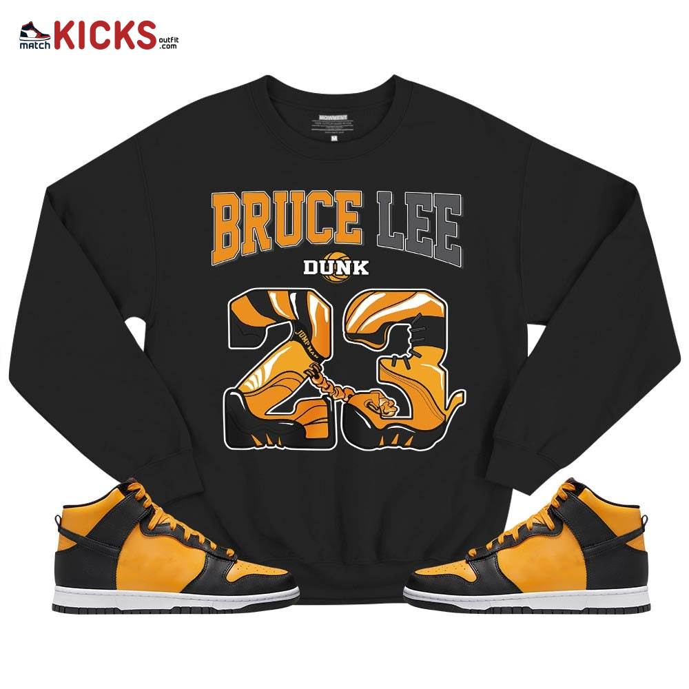 23 JumpMan Sneaker Shirt Match Dunk Reverse Goldenrod, Dunk High Bruce Lee MKO T-Shirt 23 JumpMan Sneaker Shirt Match Dunk Reverse Goldenrod, Dunk High Bruce Lee MKO T-Shirt