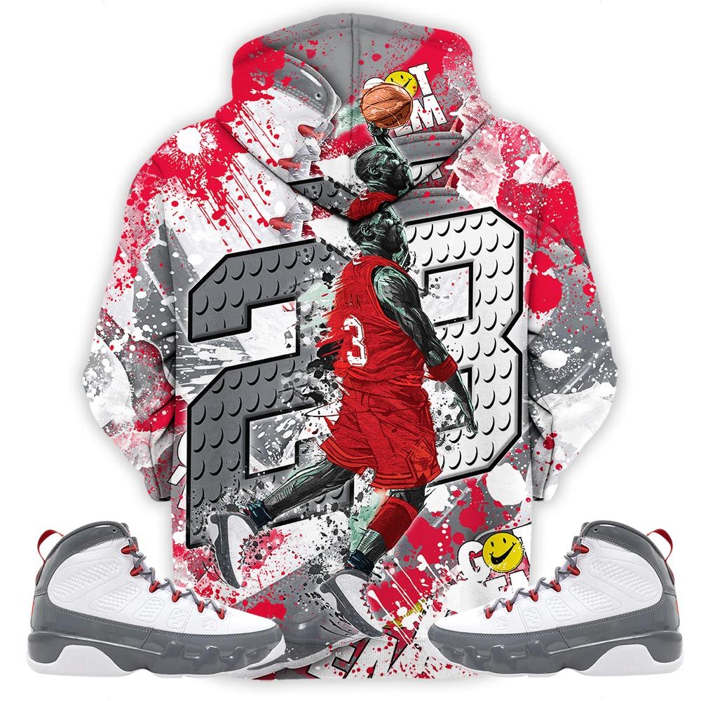 23 Michael Sneaker Shirt Match Fire Red 9S, Jordan 9 Retro Fire Red Hoodie Sweatshirt Tee All Over Print MKO Shirt