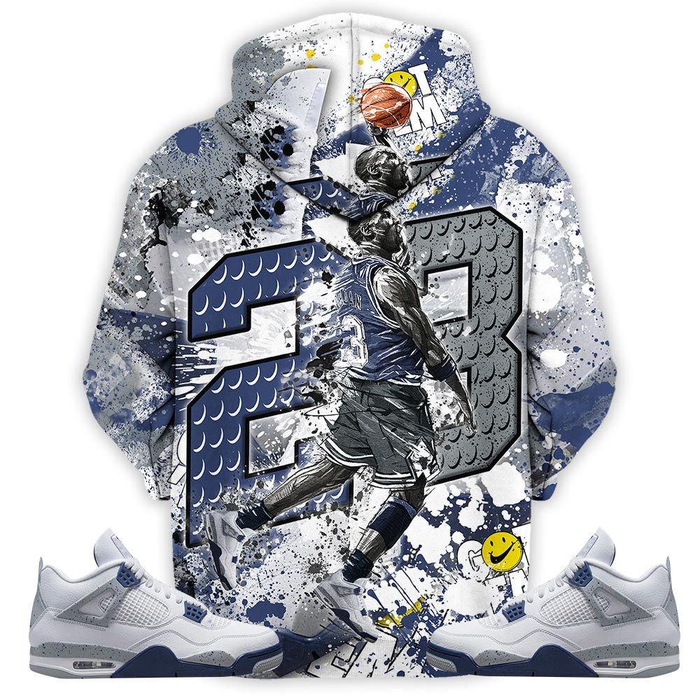 23 Michael Sneaker Shirt Match Midnight Navy 4S, Jordan 4 Retro Midnight Navy Hoodie Sweatshirt Tee All Over Print MKO Shirt