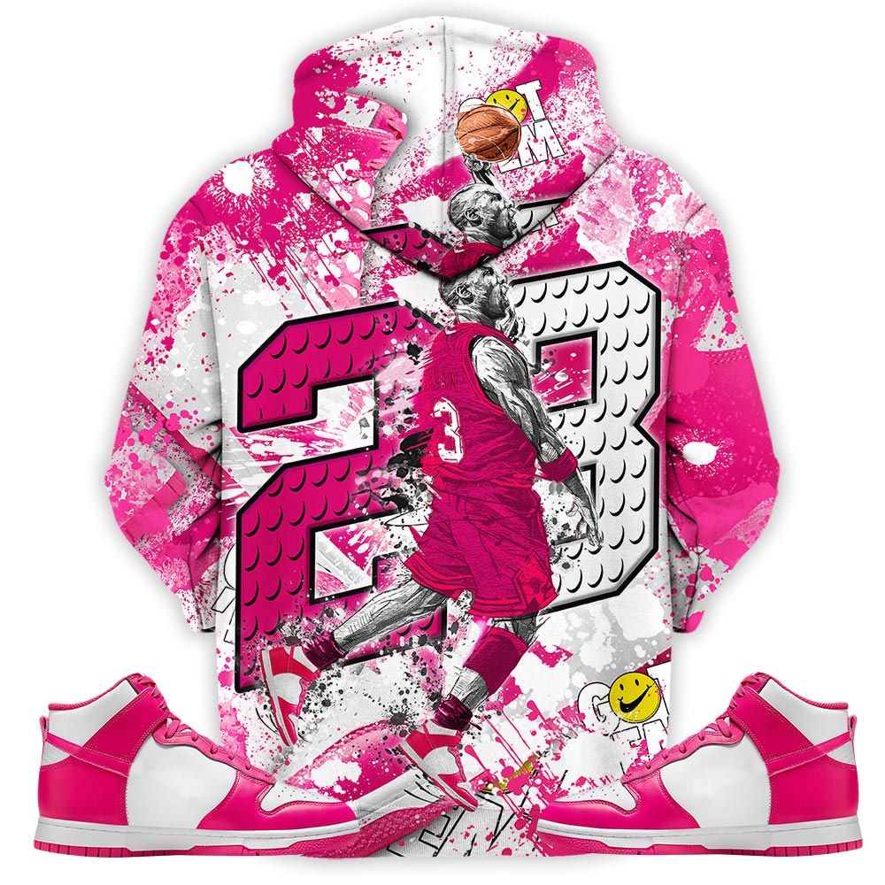 23 Michael Sneaker Shirt Match Pink Prime Dunk, Dunk High Pink Prime Hoodie Sweatshirt Tee All Over Print MKO Shirt