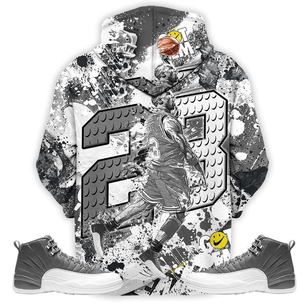 23 Michael Sneaker Shirt Match Retro Stealth 12S, Jordan 12 Retro Stealth Hoodie Sweatshirt Tee All Over Print MKO Shirt