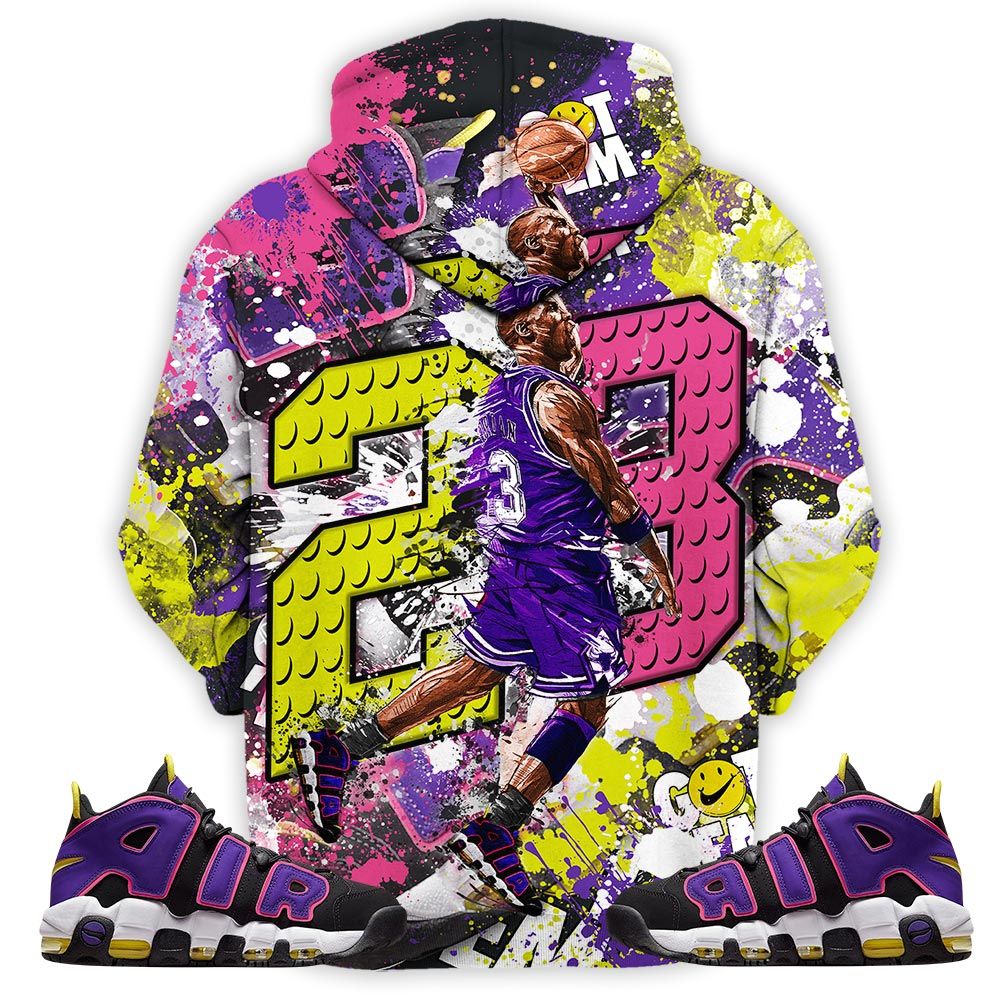 23 Michael Sneaker Shirt Match Uptempo Black Multi Color, Air More Uptempo Black Court Purple Hoodie Sweatshirt Tee All Over Print MKO Shirt