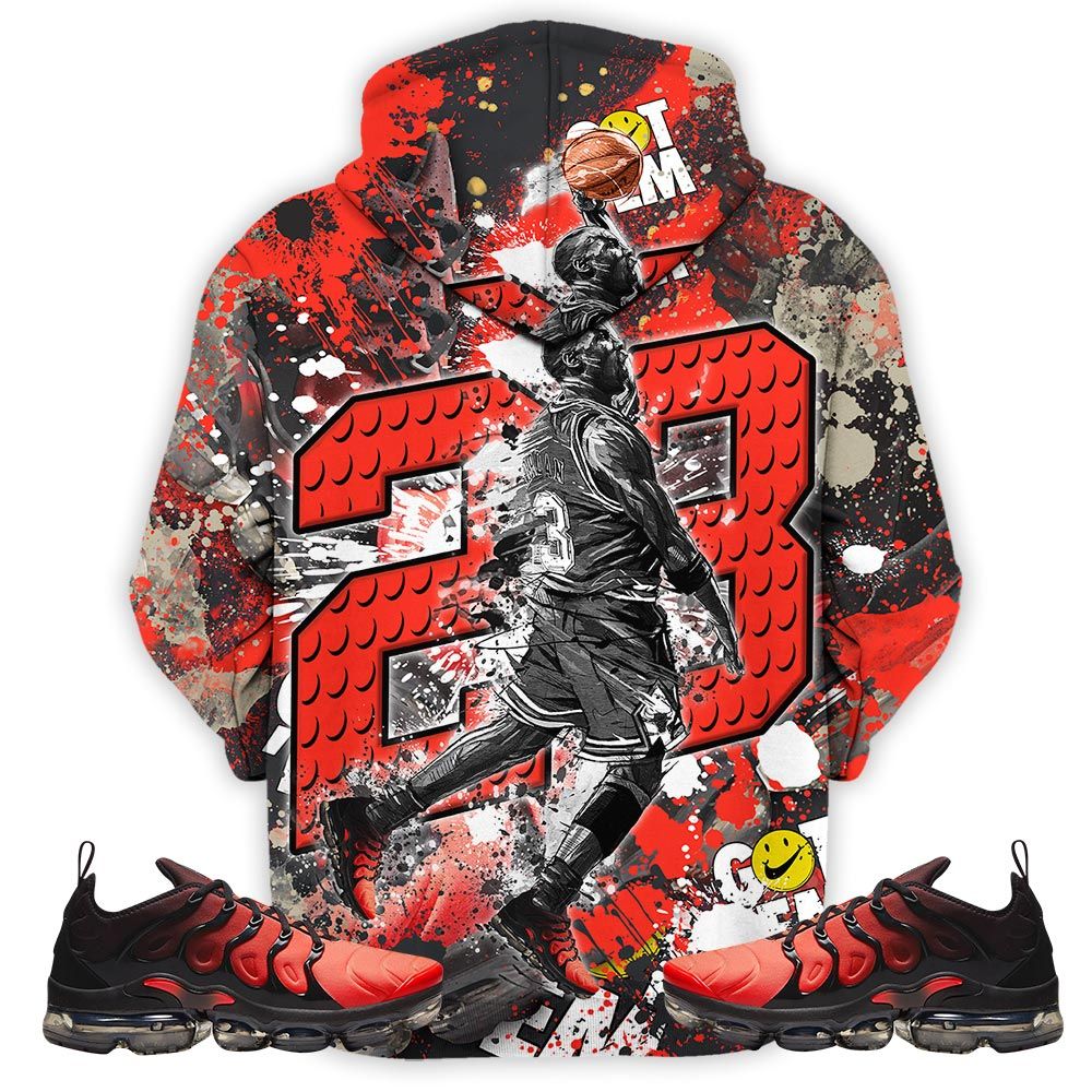 23 Michael Sneaker Shirt Match Vapormax Plus Red Black, Air Vapormax Plus Darth Maul Hoodie Sweatshirt Tee All Over Print MKO Shirt