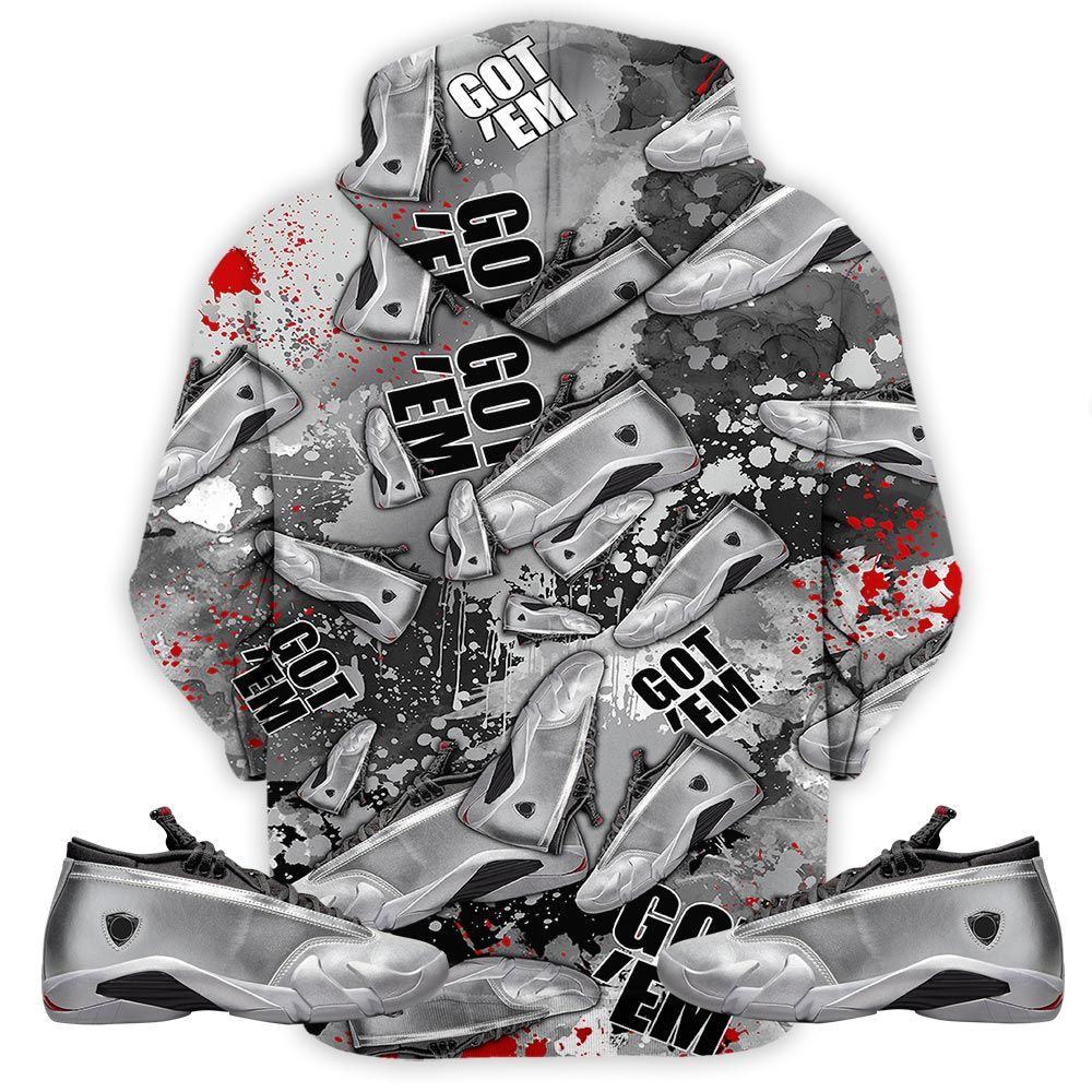 23 Rare Air Sneaker Shirt Match 14 Low Metallic Silver, Jordan 14 Metallic Silver Hoodie Sweatshirt Tee All Over Print MKO Shirt