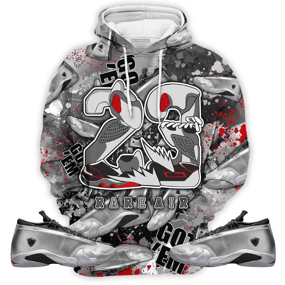 23 Rare Air Sneaker Shirt Match 14 Low Metallic Silver, Jordan 14 Metallic Silver Hoodie Sweatshirt Tee All Over Print MKO Shirt