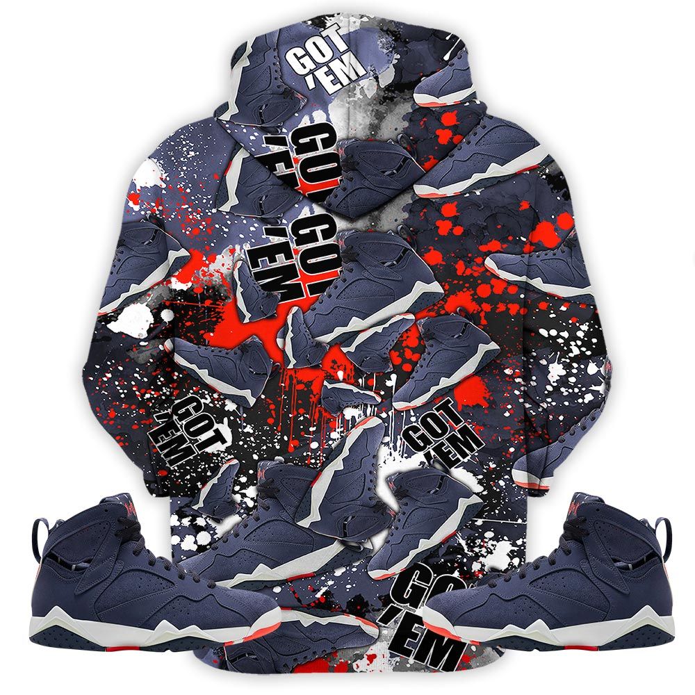23 Rare Air Sneaker Shirt Match 7 Neutral Indigo, Jordan 7 Quai 54 Hoodie Sweatshirt Tee All Over Print MKO Shirt