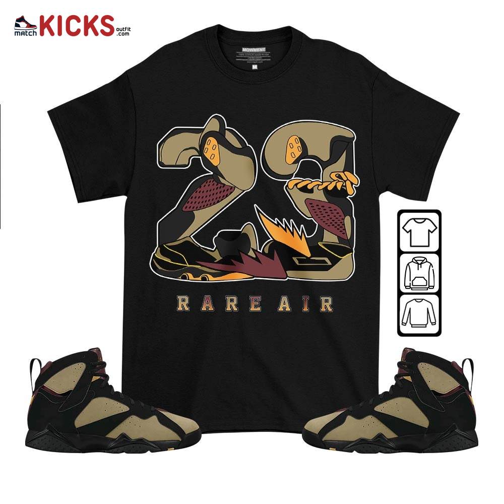 23 Rare Air Sneaker Shirt Match Black Cherrywood 7s, Jordan 7 Black Olive MKO T-Shirt