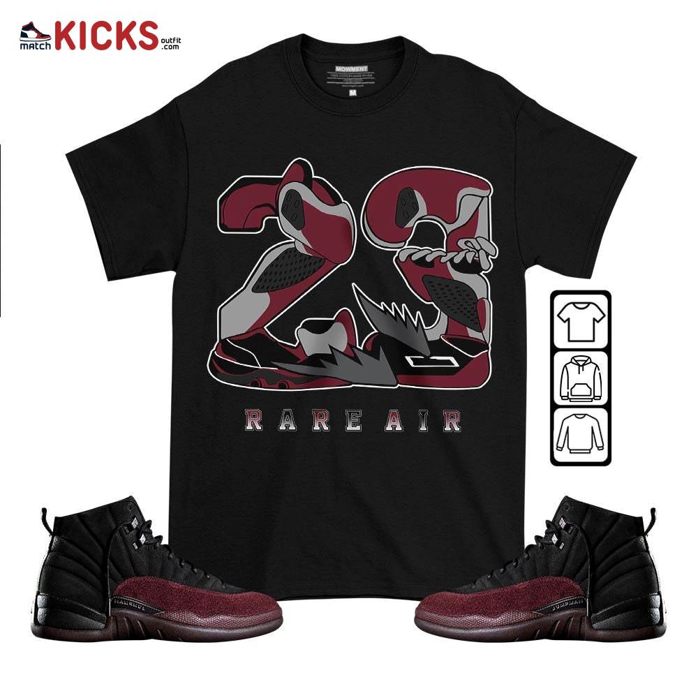 23 Rare Air Sneaker Shirt Match Burgundy Crush 12s, Jordan 12 A Ma Maniere MKO T-Shirt
