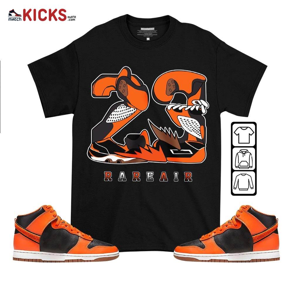 23 Rare Air Sneaker Shirt Match Dunk Black Orange, Dunk High GS Safety Orange MKO T-Shirt 23 Rare Air Sneaker Shirt Match Dunk Black Orange, Dunk High GS Safety Orange MKO T-Shirt