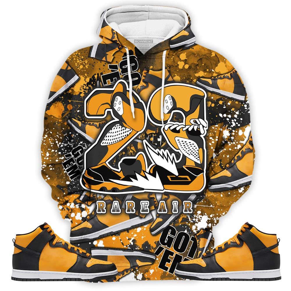 23 Rare Air Sneaker Shirt Match Dunk Reverse Goldenrod, Dunk High Bruce Lee Hoodie Sweatshirt Tee All Over Print MKO Shirt