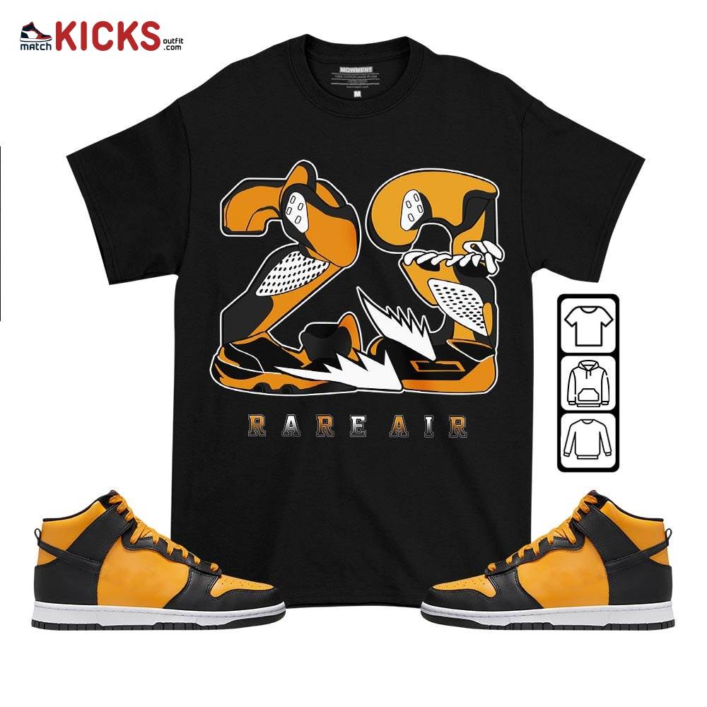 23 Rare Air Sneaker Shirt Match Dunk Reverse Goldenrod, Dunk High Bruce Lee MKO T-Shirt