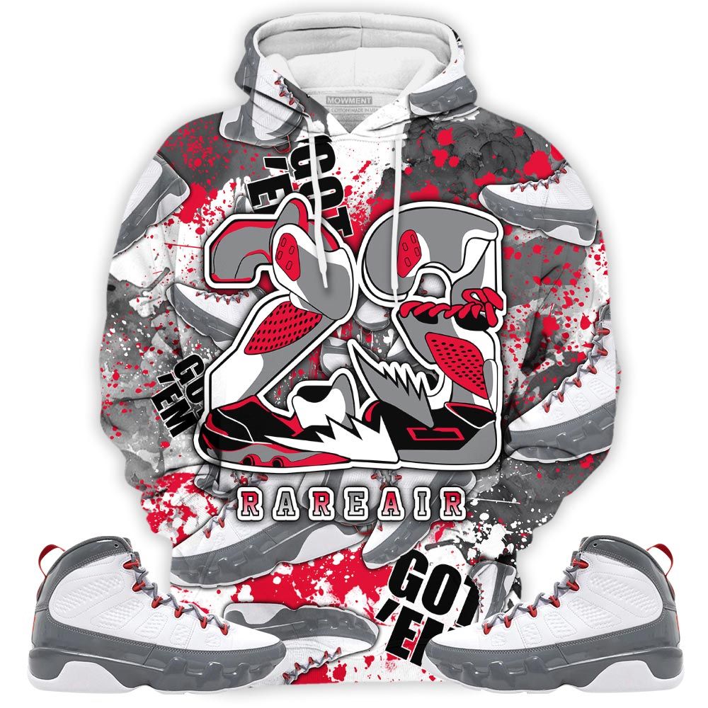 23 Rare Air Sneaker Shirt Match Fire Red 9S, Jordan 9 Retro Fire Red Hoodie Sweatshirt Tee All Over Print MKO Shirt