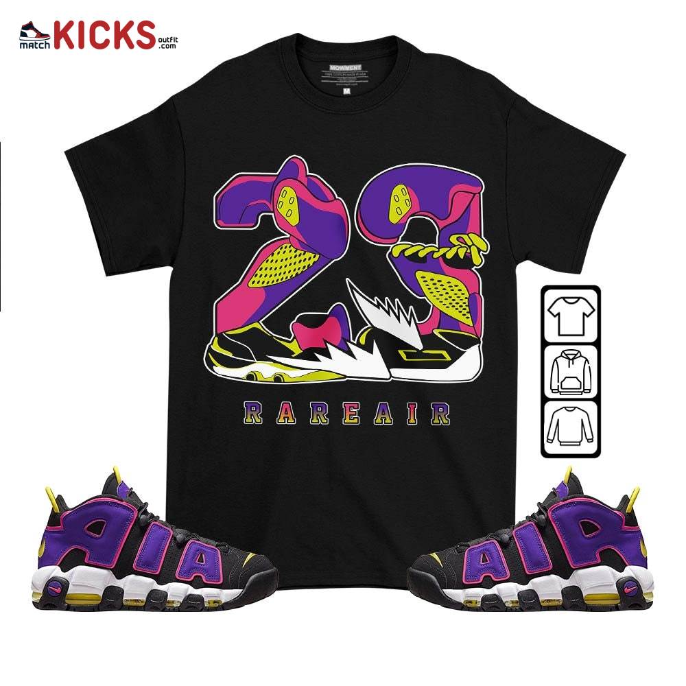 23 Rare Air Sneaker Shirt Match Uptempo Black Multi Color, Air More Uptempo Black Court Purple MKO T-Shirt