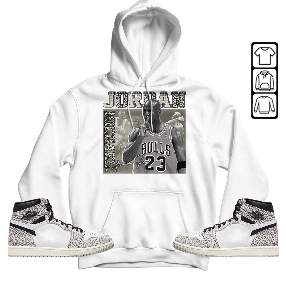 23JD Signature Sneaker Shirt Match OG Elephant 1s, Jordan 1 White Cement MKO T-Shirt