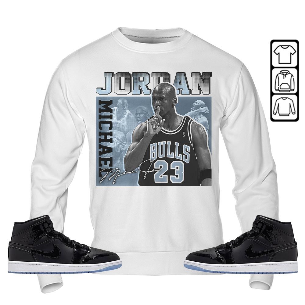 23JD Signature Sneaker Shirt Match Space Jam 1s, Jordan 1 Mid Space Jam MKO Sweatshirt