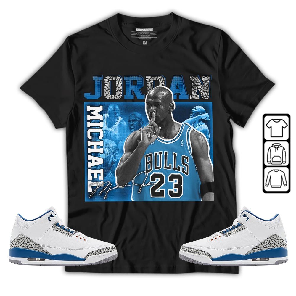 23JD Signature Sneaker Shirt Match Wizards 3s, Jordan Retro 3 Wizards MKO T-Shirt