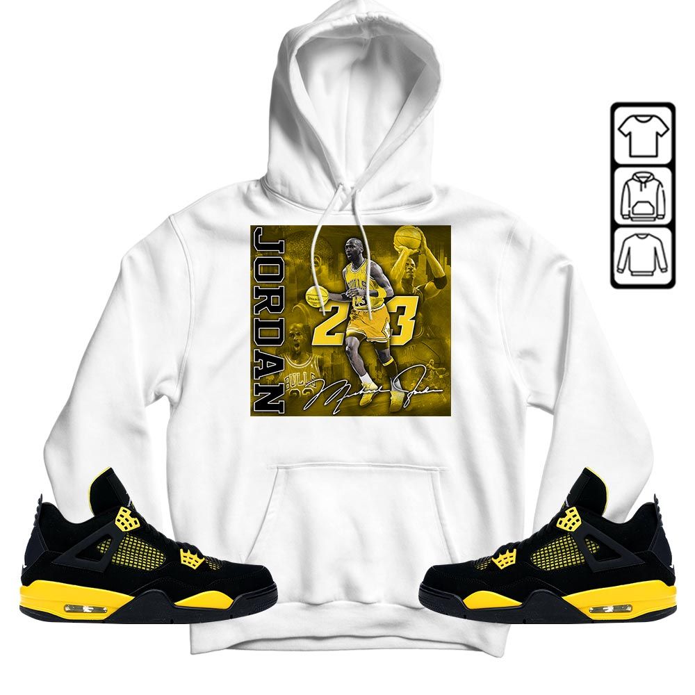 23JD Signature2 Sneaker Shirt Match 2023 Thunder 4s, Jordan Retro 4 Thunder MKO T-Shirt