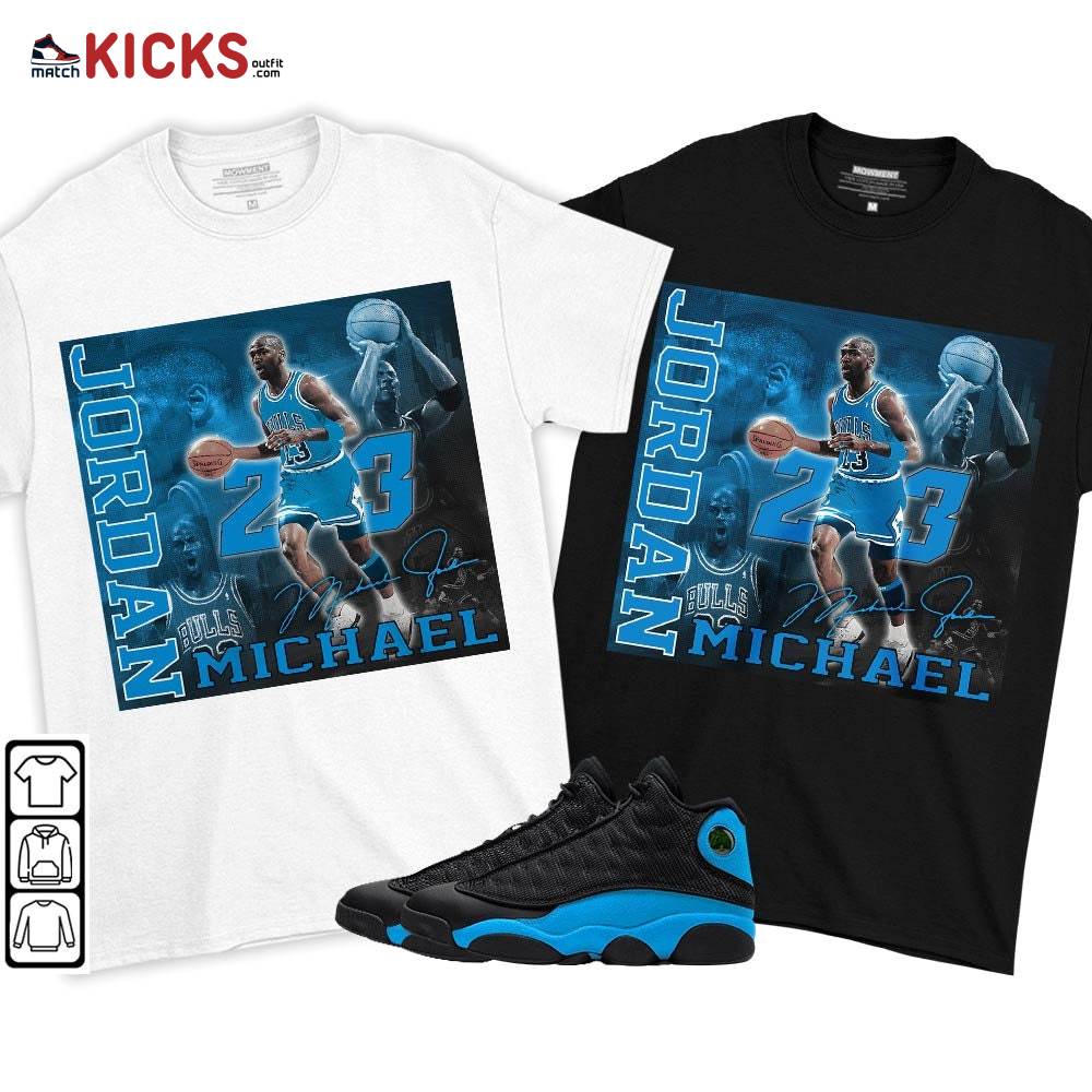 23JD Signature2 Sneaker Shirt Match Black University Blue 13s, Jordan 13 Black University Blue 2022 MKO T-Shirt 23JD Signature2 Sneaker Shirt Match Black University Blue 13s, Jordan 13 Black University Blue 2022 MKO T-Shirt