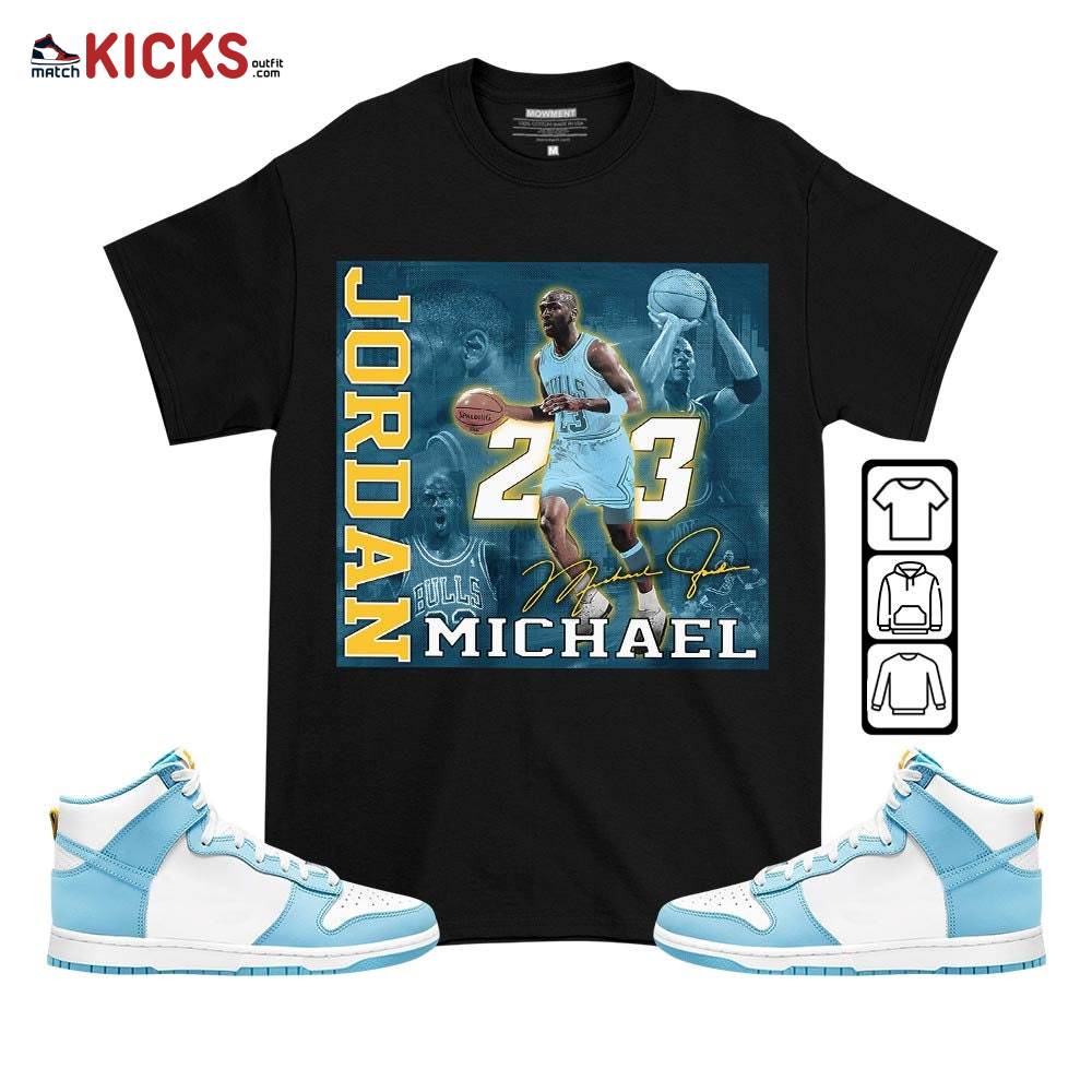 23JD Signature2 Sneaker Shirt Match Dunk High Blue Chill, Dunk High Homer Simpson MKO T-Shirt