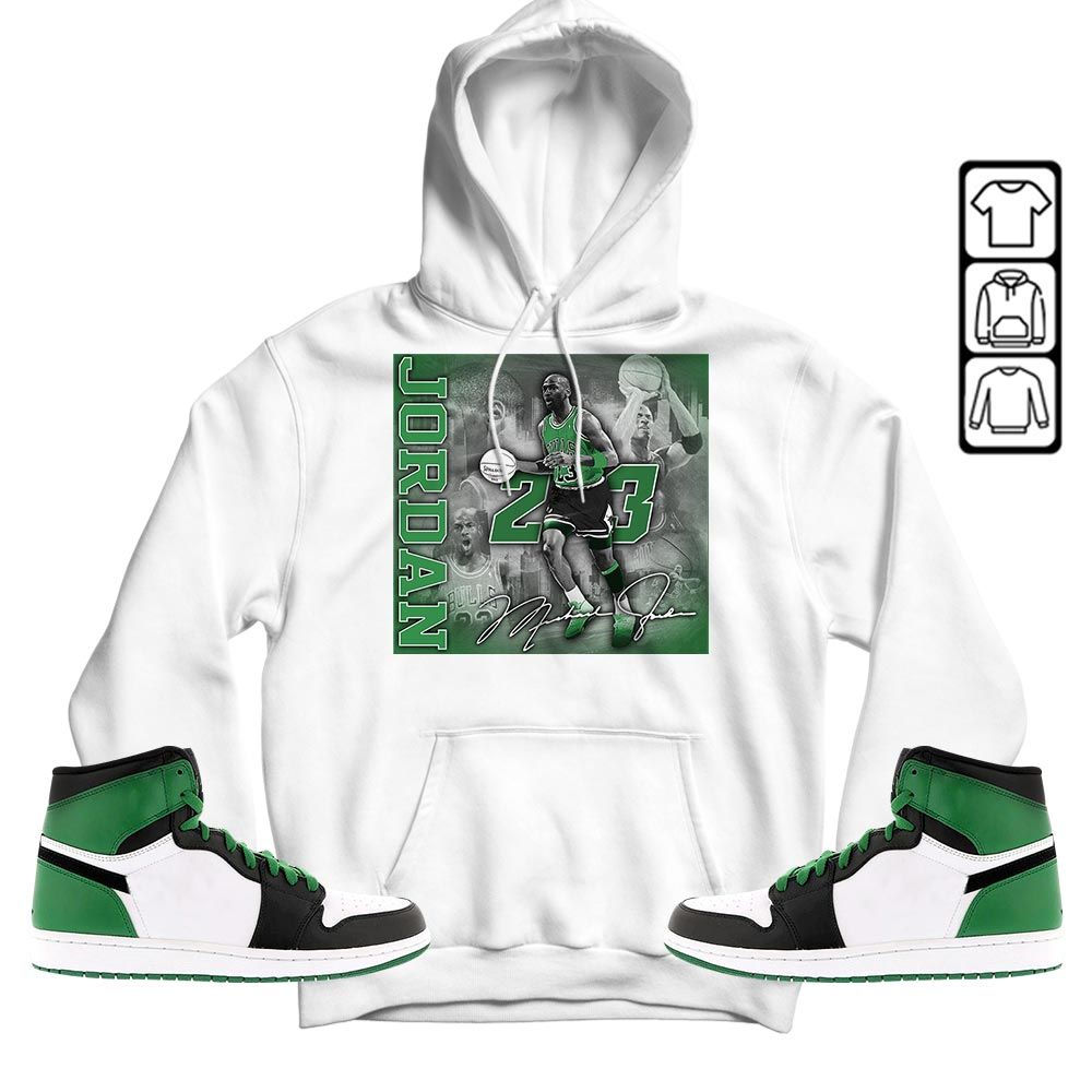 23JD Signature2 Sneaker Shirt Match Lucky Green 1s, Jordan 1 Lucky Green MKO T-Shirt