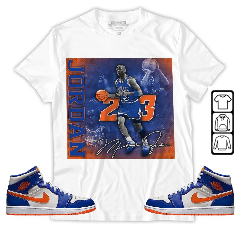 23JD Signature2 Sneaker Shirt Match Mid Knicks 1s, Jordan 1 Mid Knicks MKO Hoodie