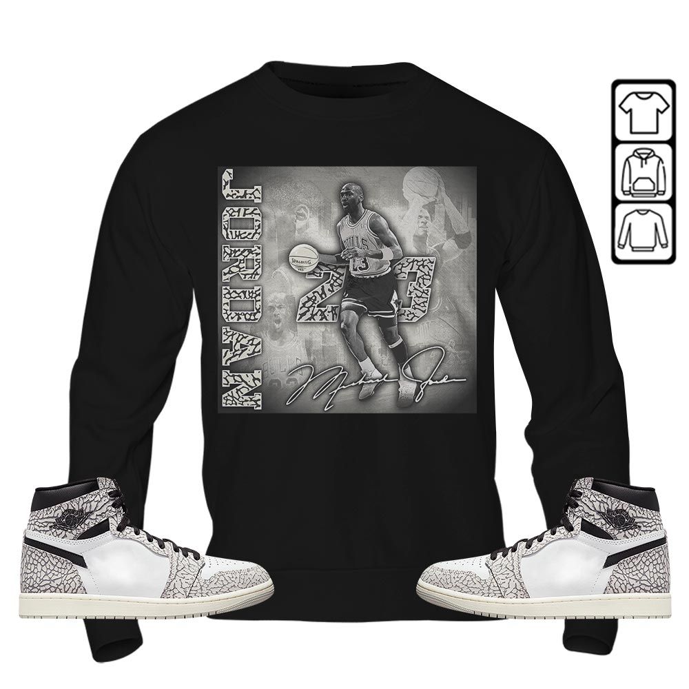 23JD Signature2 Sneaker Shirt Match OG Elephant 1s, Jordan 1 White Cement MKO T-Shirt 23JD Signature2 Sneaker Shirt Match OG Elephant 1s, Jordan 1 White Cement MKO T-Shirt