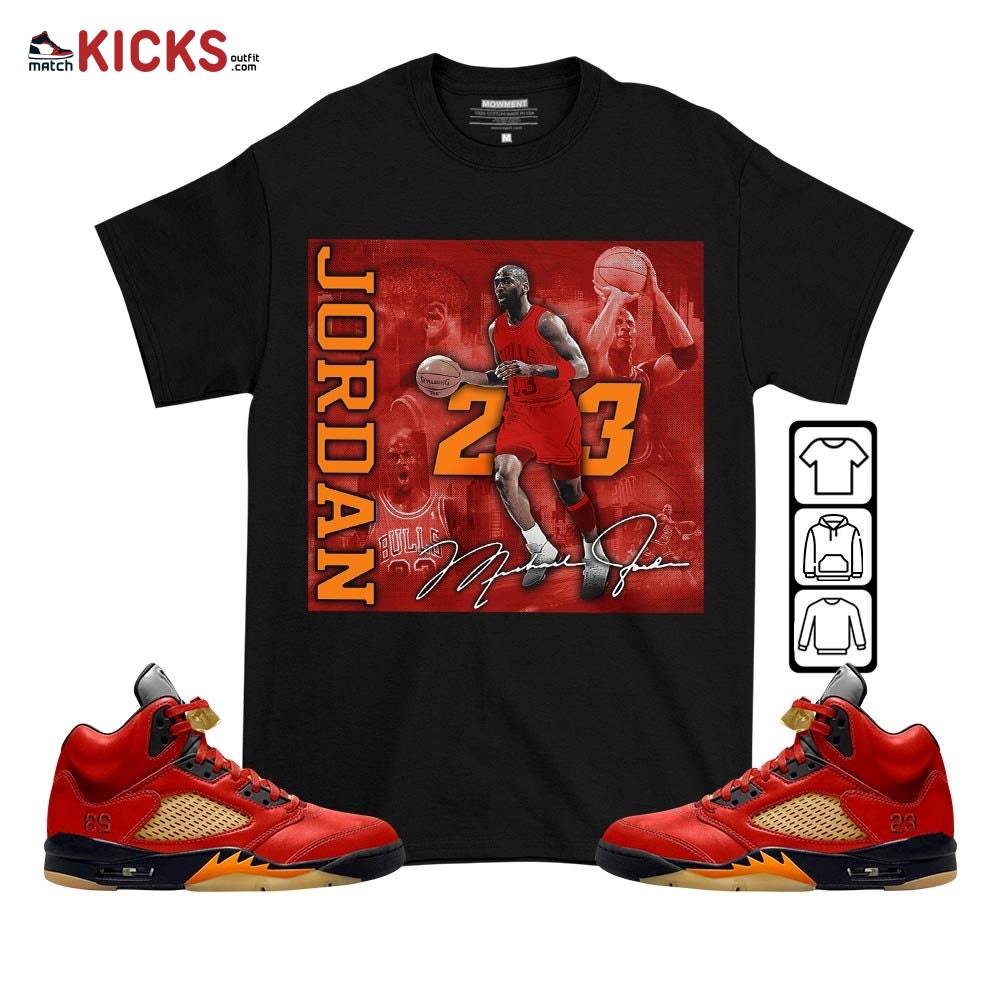23JD Signature2 Sneaker Shirt Match Retro Mars For Her 5s, Jordan 5 Mars For Her MKO T-Shirt