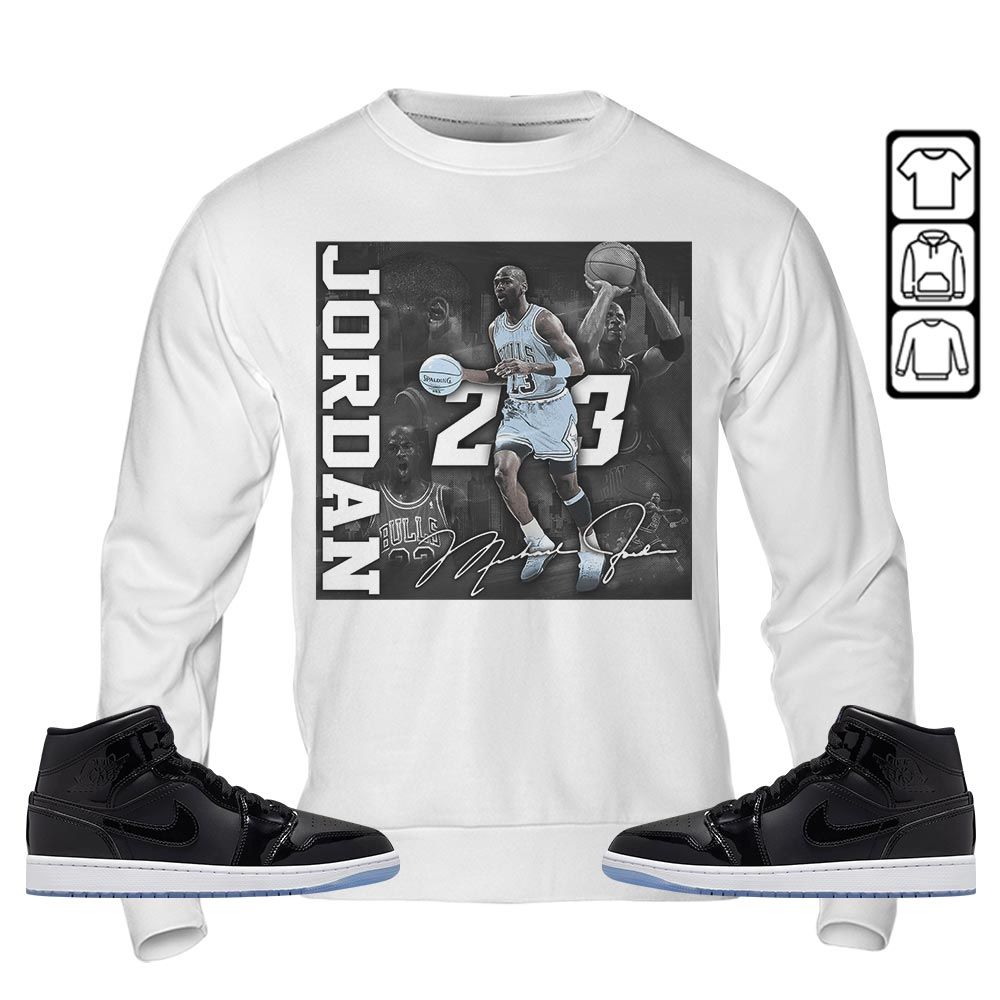 23JD Signature2 Sneaker Shirt Match Space Jam 1s, Jordan 1 Mid Space Jam MKO Sweatshirt