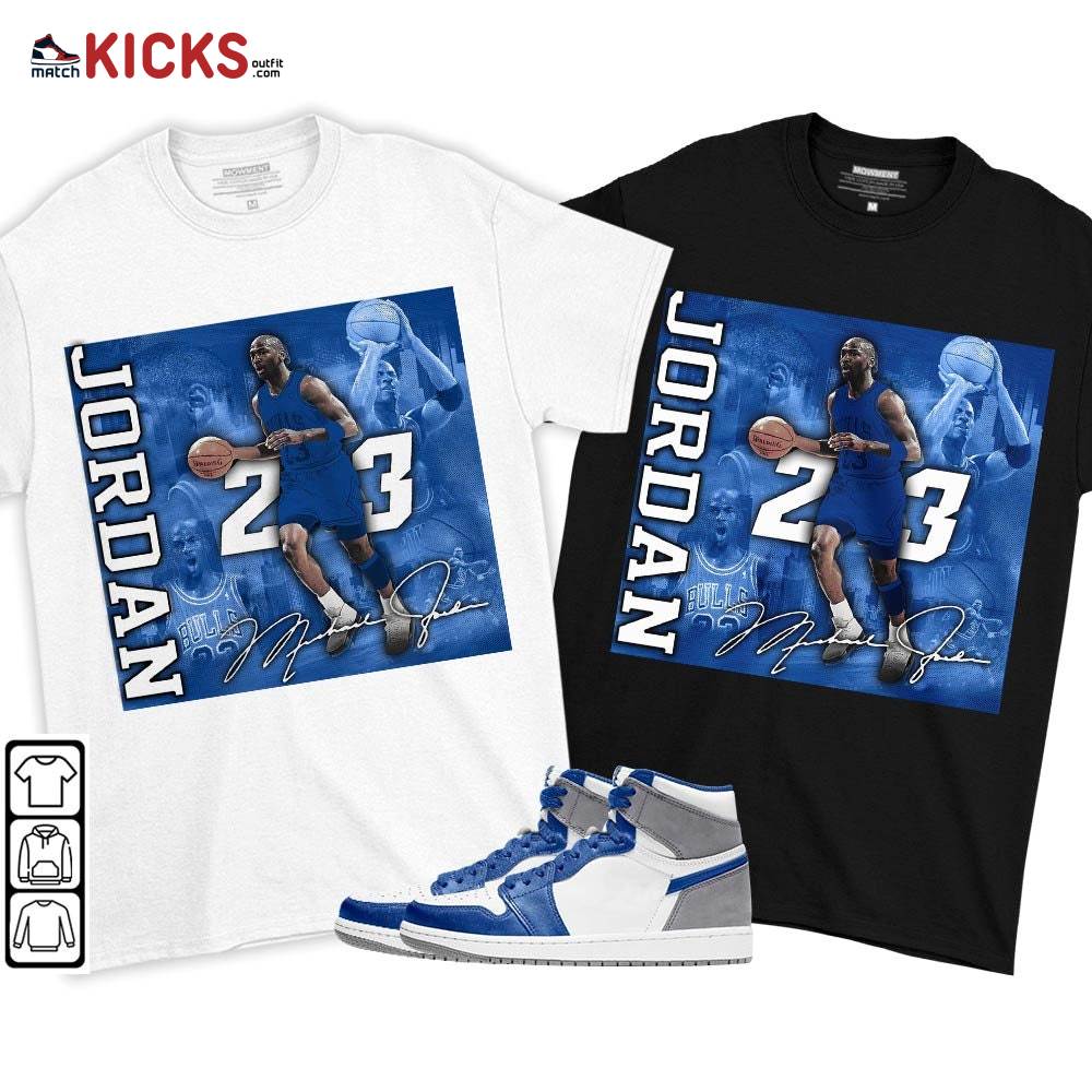 23JD Signature2 Sneaker Shirt Match True Blue 1s, Jordan 1 High OG True Blue MKO T-Shirt 23JD Signature2 Sneaker Shirt Match True Blue 1s, Jordan 1 High OG True Blue MKO T-Shirt