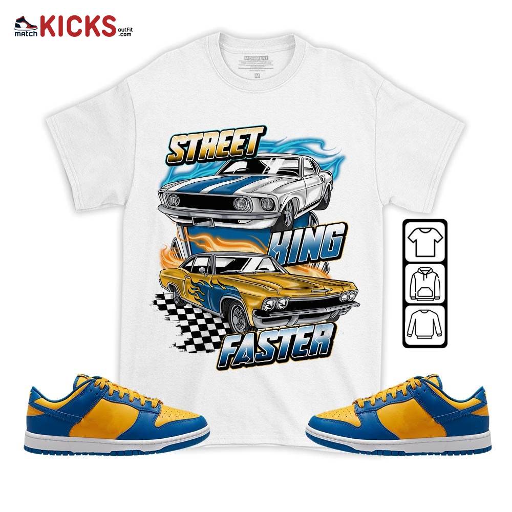 90s Race Car Vintage Sneaker Shirt Match Dunk Low Blue Yellow, Dunk Low Blue Jay MKO T-Shirt