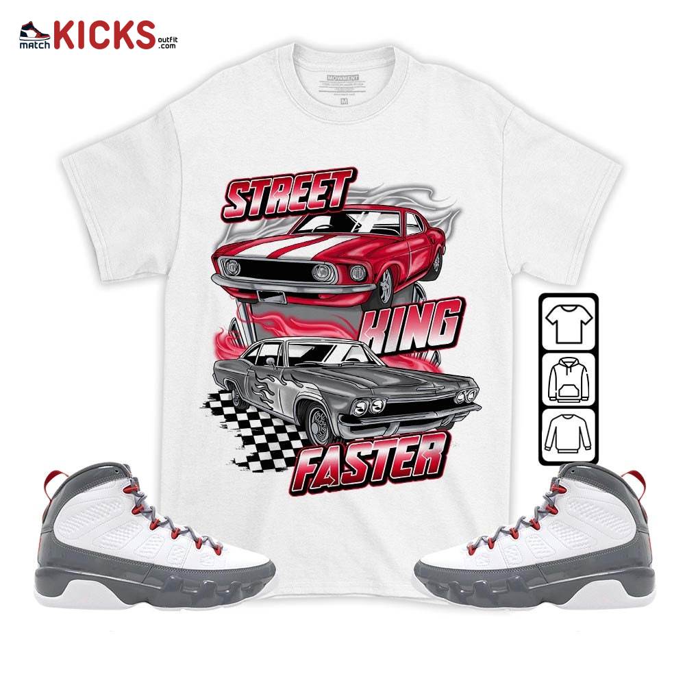 90s Race Car Vintage Sneaker Shirt Match Fire Red 9s, Jordan 9 Retro Fire Red MKO T-Shirt
