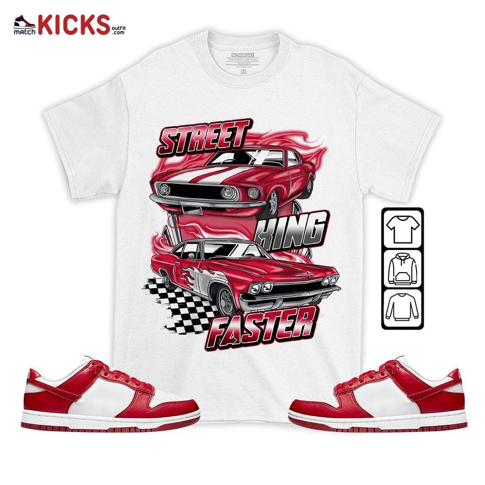 90s Race Car Vintage Sneaker Shirt Match Next Nature White Gym Red, Dunk Low Gym Red MKO T-Shirt