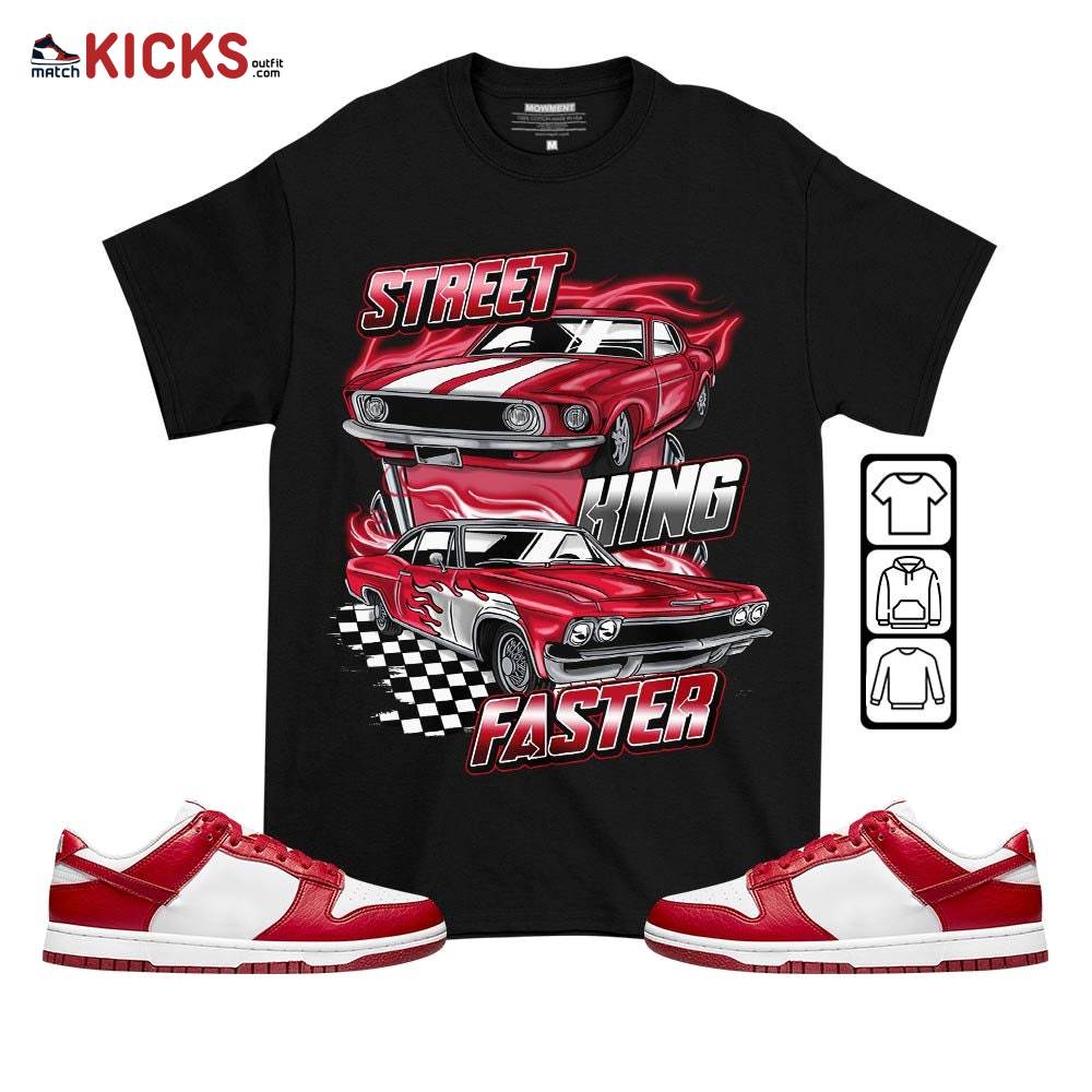 90s Race Car Vintage Sneaker Shirt Match Next Nature White Gym Red, Dunk Low Gym Red MKO T-Shirt