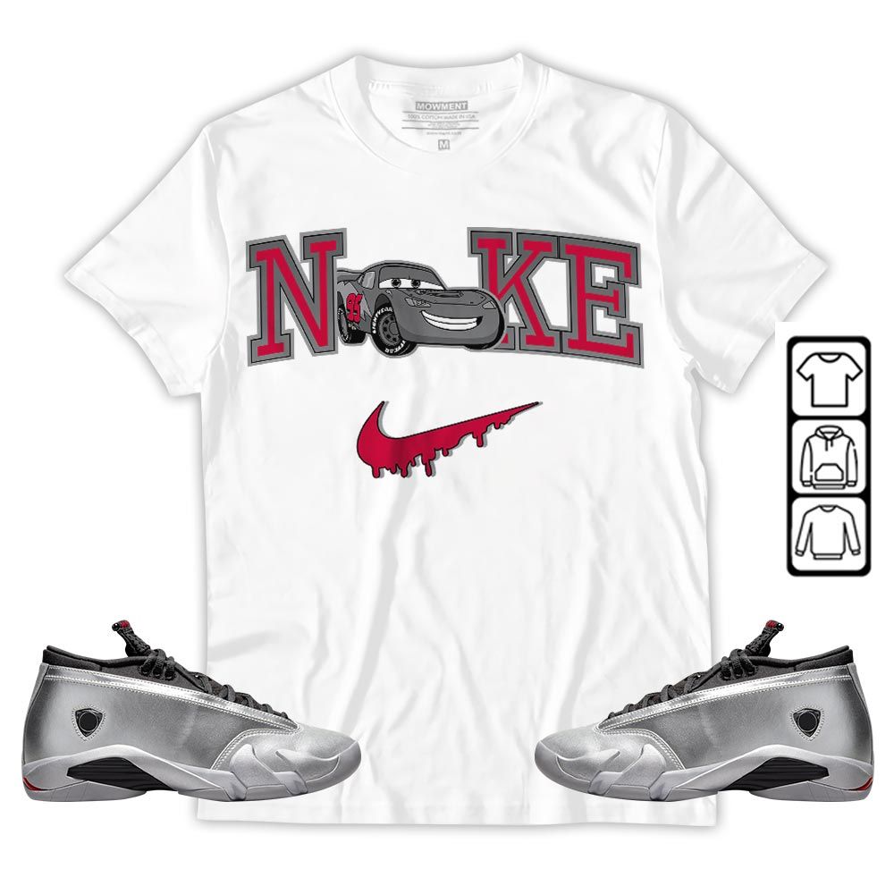 95 Mcqueen Car Fast Sneaker Shirt Match 14 Low Metallic Silver, Jordan 14 Metallic Silver MKO T-Shirt 95 Mcqueen Car Fast Sneaker Shirt Match 14 Low Metallic Silver, Jordan 14 Metallic Silver MKO T-Shirt