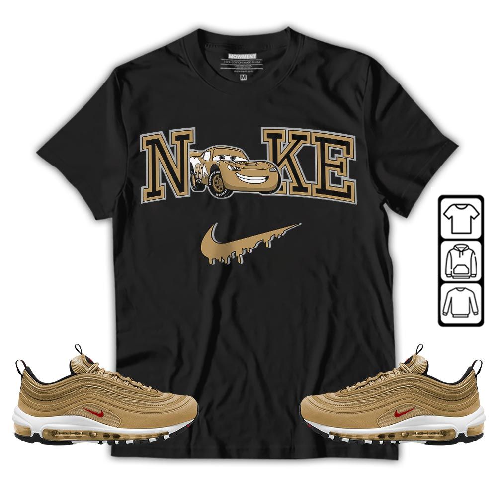 95 Mcqueen Car Fast Sneaker Shirt Match Air Max 97 Metallic Gold, Air Max 97 Gold Bullet MKO T-Shirt 95 Mcqueen Car Fast Sneaker Shirt Match Air Max 97 Metallic Gold, Air Max 97 Gold Bullet MKO T-Shirt