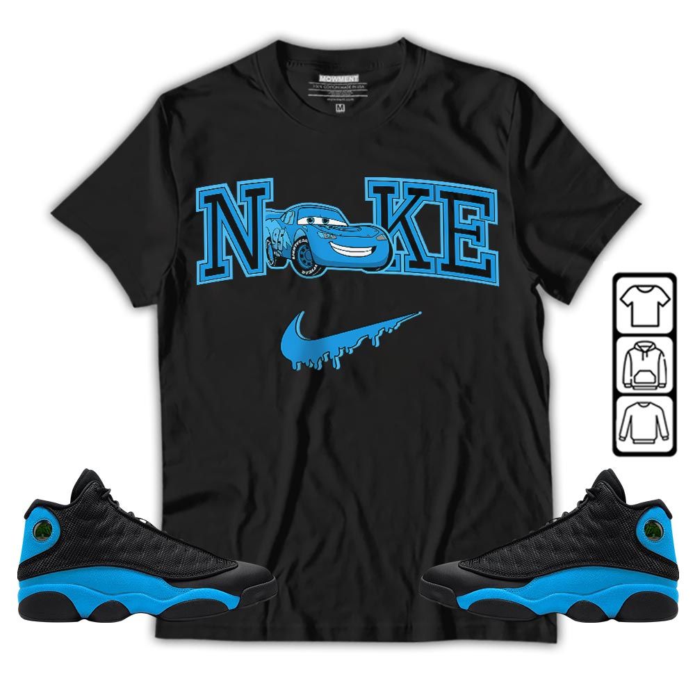 95 Mcqueen Car Fast Sneaker Shirt Match Black University Blue 13s, Jordan 13 Black University Blue 2022 MKO Hoodie