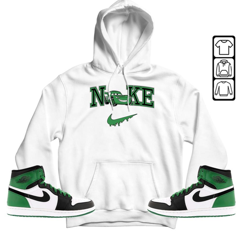 95 Mcqueen Car Fast Sneaker Shirt Match Lucky Green 1s, Jordan 1 Lucky Green MKO T-Shirt